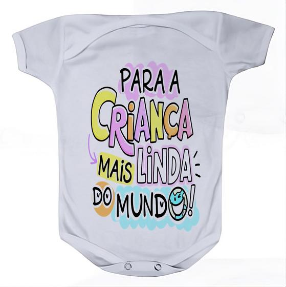 Imagem de Roupa Body Bebê Manga Comprida Estampado Frase Criança Linda