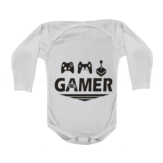 Imagem de Roupa Body Bebê Manga Comprida Estampado Gamer