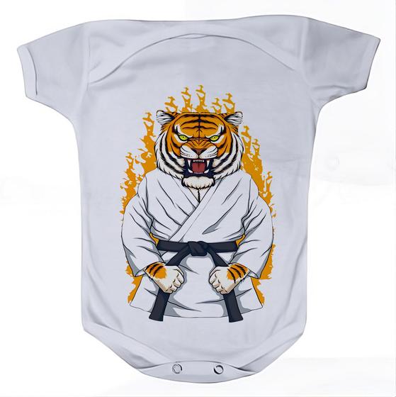 Imagem de Roupa Body Bebê Manga Comprida Estampado Tigre Karate Judo