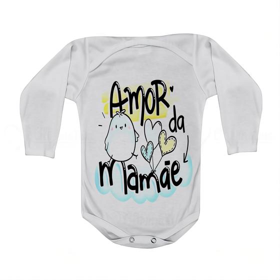 Imagem de Roupa Body Bebê Manga Curta Estampado Amor Mãe