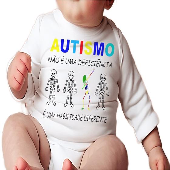 Imagem de Roupa Body Bebê Manga Curta Estampado Autismo Autista