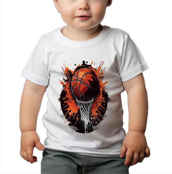 Imagem de Roupa Body Bebê Manga Curta Estampado Bola Basquete