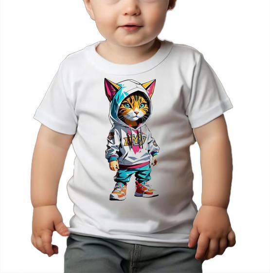 Imagem de Roupa Body Bebê Manga Curta Estampado Estampa Gato