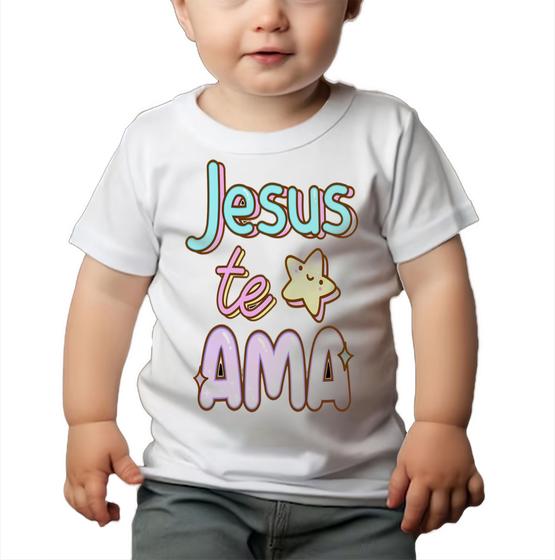 Imagem de Roupa Body Bebê Manga Curta Estampado Jesus te Ama