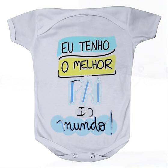 Imagem de Roupa Body Bebê Manga Curta Estampado Melhor Pai Mundo