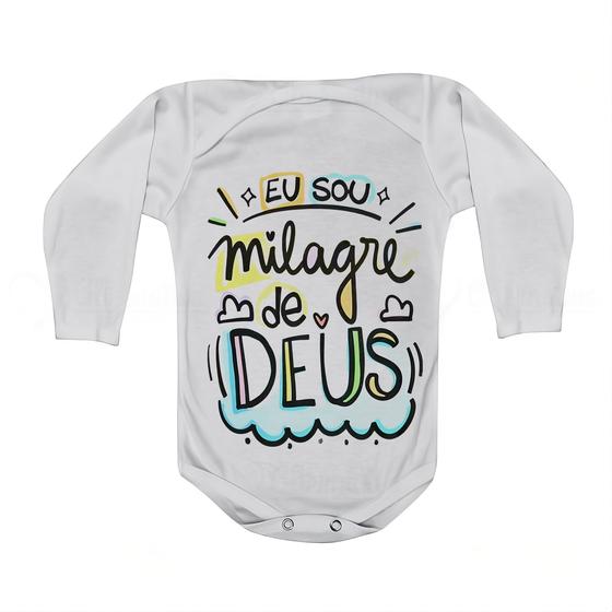 Imagem de Roupa Body Bebê Manga Curta Estampado Milagre de Deus