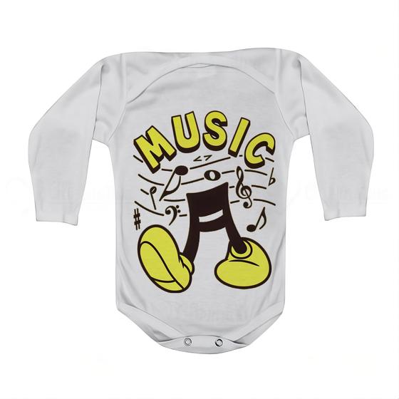 Imagem de Roupa Body Bebê Manga Curta Estampado Music Música