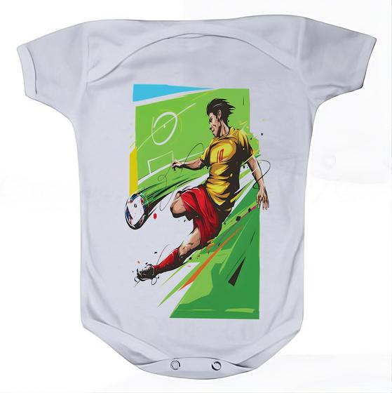 Imagem de Roupa Body Bebê Manga Curta Estampado Time Futebol