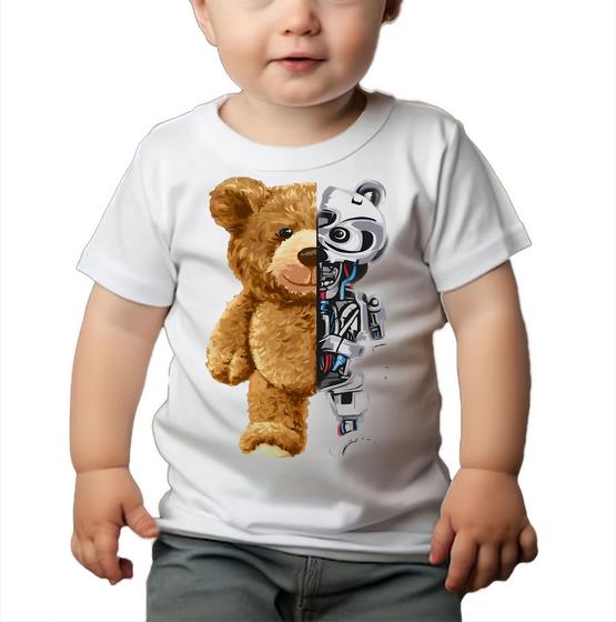 Imagem de Roupa Body Bebê Manga Curta Estampado Urso Pelúcia Robô