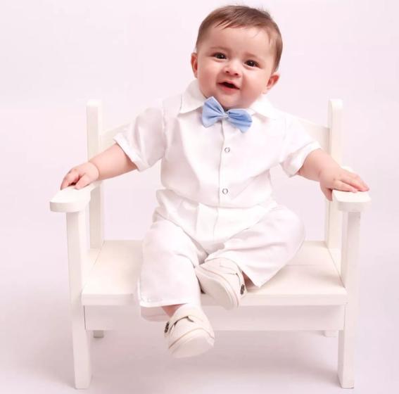 Roupa Branca Social Pajem Menino Bebê Ravi Batizado Casamento Festa Apresentação Infantil. - Pandora Baby Enxovais Imagem de Roupa Branca Social Pajem Menino Bebê Ravi Batizado Casamento Festa Apresentação Infantil.