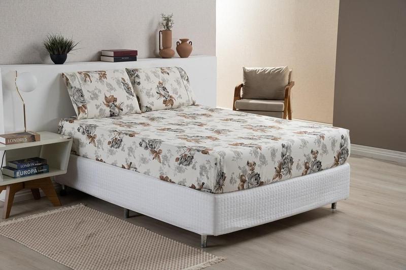 Imagem de Roupa Cama King 3 Peças Lençol E Fronhas Ponto Palito Yasmin