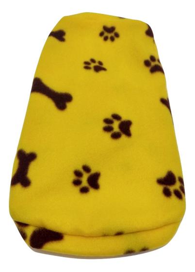Imagem de Roupa Capa Soft Para Cachorro Amarelo Com Patinhas Tamanho M