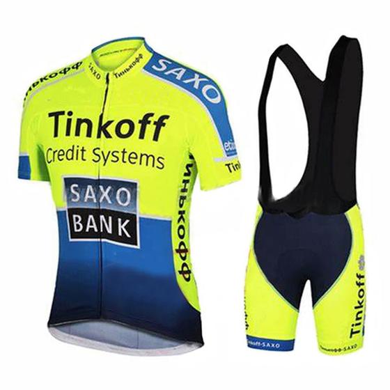 Imagem de Roupa Ciclismo Masculino Camisa Bretelle Mod Tinkoff Amarelo