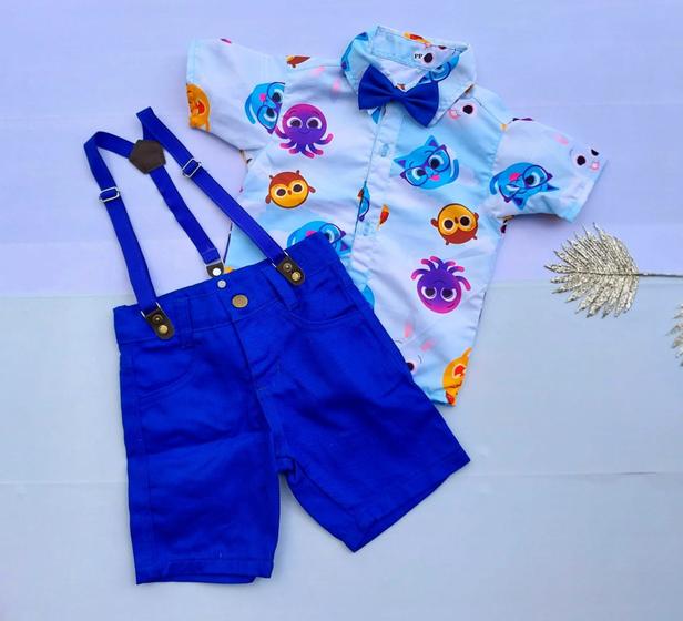 Imagem de Roupa Conjunto Bolofos Aniversario Tematico Bebe Menino 4pçs