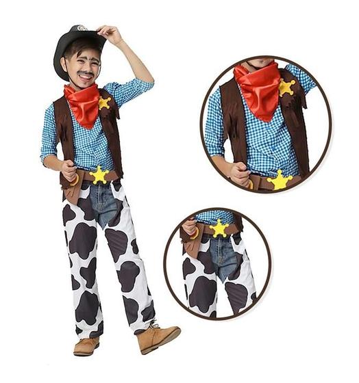 Roupa Country Infantil Fantasia Cowboy Xerife Colete e Calça