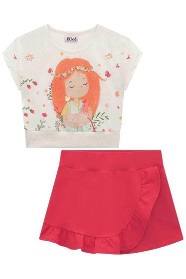 Imagem de Roupa Crooped Short Saia Infantil Conjunto Kukie Estiloso e Confortável