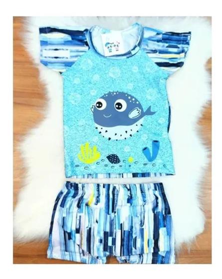 Imagem de Roupa De Banho Infantil Menino Proteção Solar Uv50 2 Peças