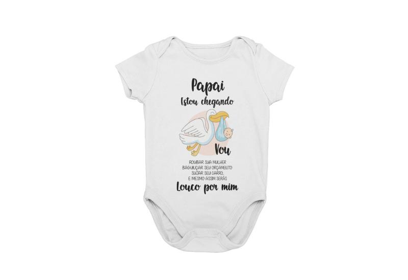 Imagem de Roupa De Bebê Body Frases Papai Estou Chegando Branca