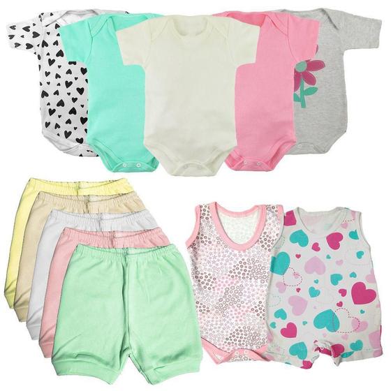 Imagem de Roupa de Bebê Bonita e Estilosa Verão Kit 12 Peças Enxoval