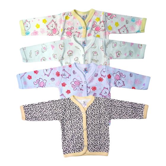 Imagem de Roupa De Bebê Kit 04 Peças Casaco Lisos E Estampados Algodão