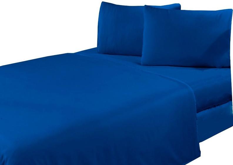 Imagem de Roupa De Cama Casal Padrão Avulso Fibra Azul Royal com elastico