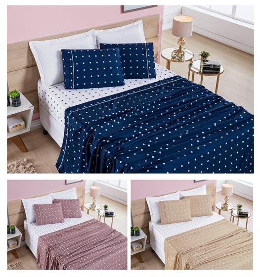 Imagem de Roupa De Cama Casal Queen Size Box Petit Póa 200 Fios