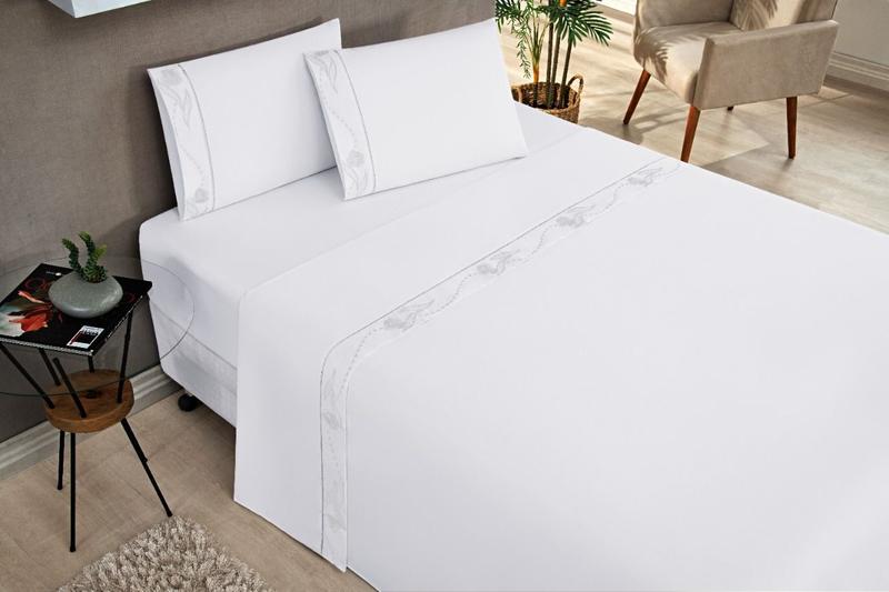 Imagem de Roupa de cama casal queen size delicata jogo de cama imperial bordado percal 180 fios super macio e luxuoso