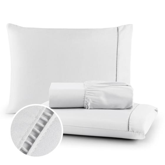 Roupa de Cama Casal Queen Size Jogo Lençol 400 Fios Micropercal 3 Pçs Toque Macio Premium – F.V Enxovais