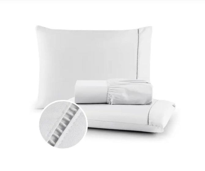 Imagem de Roupa de Cama Casal Queen Size Jogo Lençol 400 Fios Micropercal 3 Pçs Toque Macio Premium