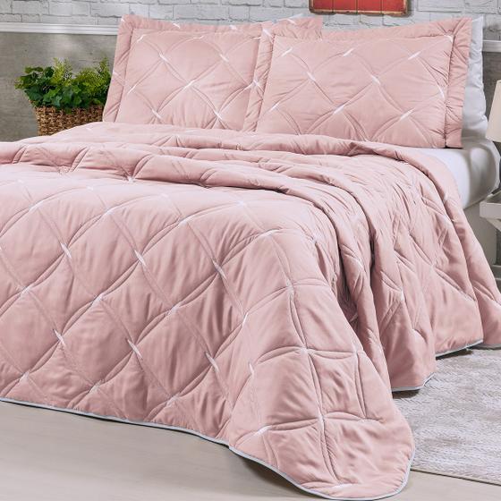 Imagem de Roupa De Cama Queen Cobre Leito Bordado Unique 3 Peças