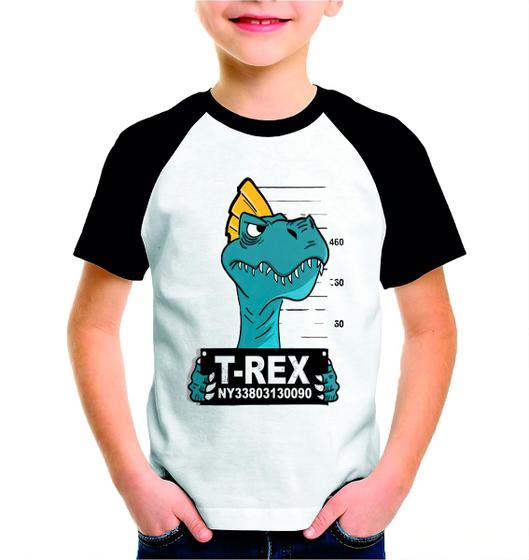 Imagem de Roupa De Criança Camisa Branca Desenho Dinossauro T-Rex