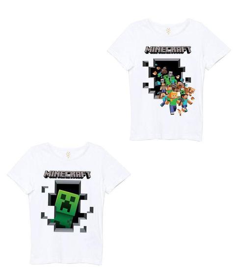 Imagem de Roupa De Criança Camiseta Minecraft Infantil Kit Com 2 Peças