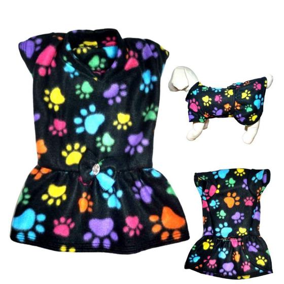 Imagem de Roupa De Inverno Para Cães - Vestido Soft Preto Colorido P