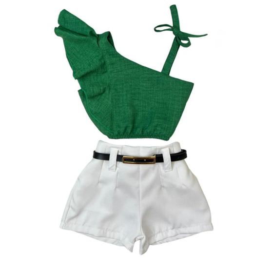 Imagem de Roupa De Natal Feminina Infanto Juvenil Cropped E Short Luxo