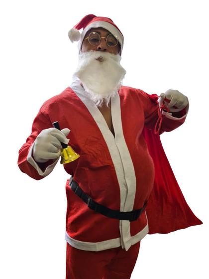 Imagem de Roupa De Papai Noel Barba+ Gorro+ Luva + Sacola Fantasia