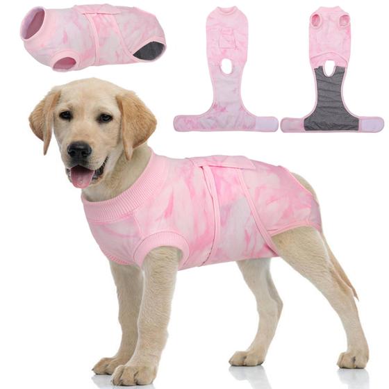 Imagem de Roupa de Recuperação Pós-Cirúrgica Kuoser para Cães - Estampa Pink Tie Dye