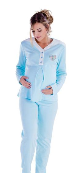 Imagem de Roupa dormir gestante mamãe Pijama feminino inverno frio longo adulto Victory