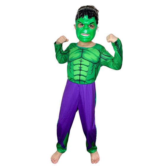 Imagem de Roupa Fantasia Infantil Longa Hulk Com Enchimento C/ Máscara