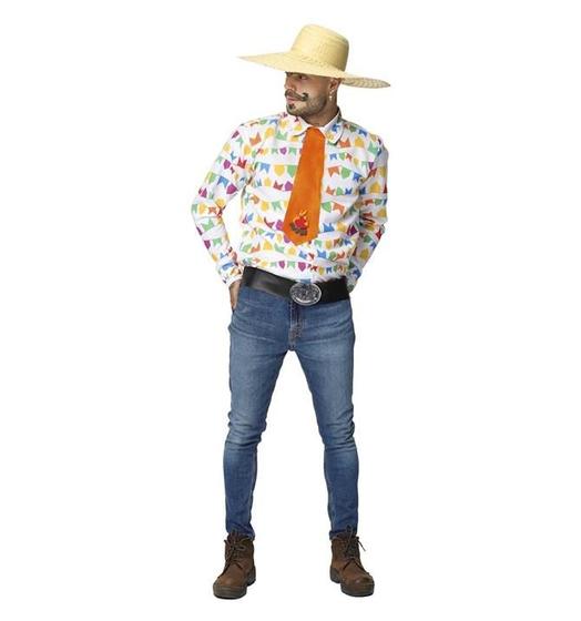 Roupa Festa Junina Masculina Camisa Manga Longa Com Gravata Menor preço em Roupa Festa Junina Masculina Camisa Manga Longa Com Gravata