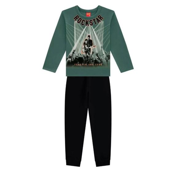 Imagem de Roupa Infantil Blusa Masculina Manga Longa Estampa Rock Star Calça Conjunto Infantil Estiloso