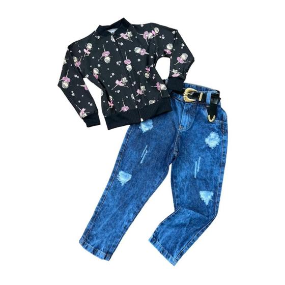 Imagem de Roupa Infantil Inverno Casaco Jaqueta E Calça Jeans Diva