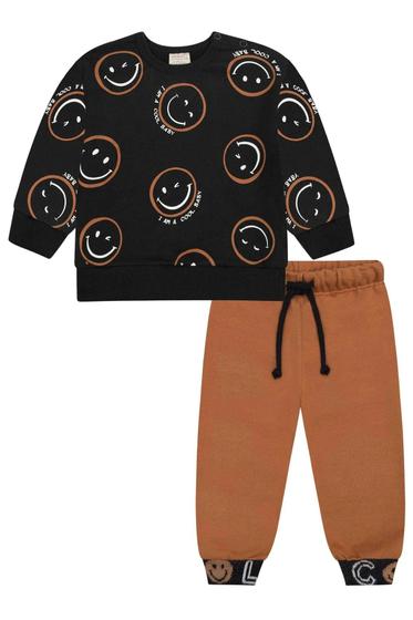 Imagem de Roupa Infantil Masculina Calça Blusa De Frio Moletom Peluciado Inverno Manga Longa Conjunto Bonito