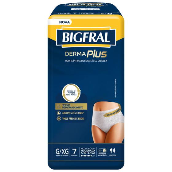 Imagem de Roupa Íntima Derma Plus Bigfral - Tamanho G/XG - 7 unidades