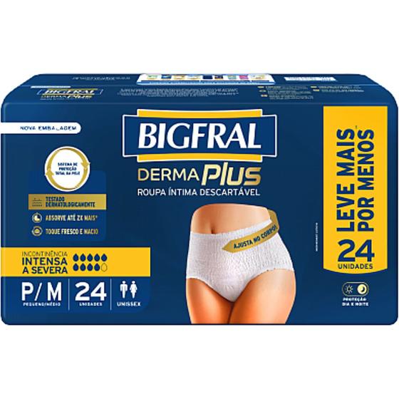 Imagem de Roupa Íntima Derma Plus Bigfral - Tamanho P/M - 24 unidades