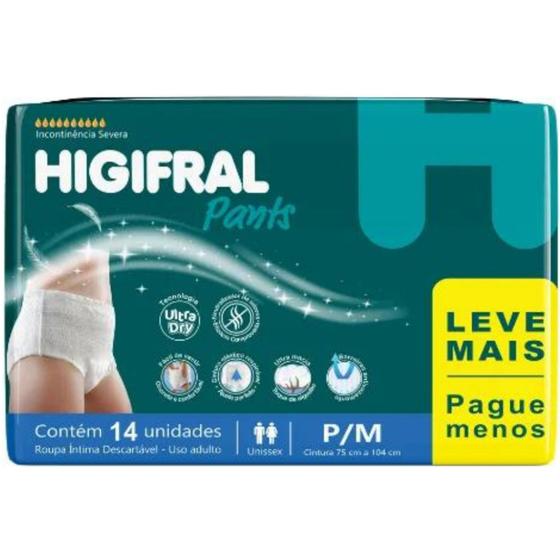 Imagem de Roupa Íntima Descartável Adulto Higifral Pants 1 Pacote Tamanho P/M Com 14 Unidades