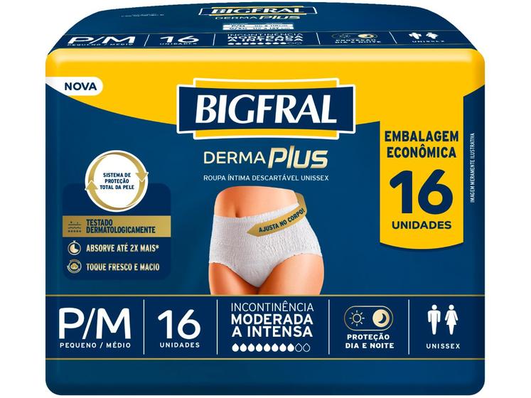 Roupa Íntima Descartável Bigfral P/M Derma Plus 16 Unidades Menor preço em Roupa Íntima Descartável Bigfral P/M Derma Plus 16 Unidades