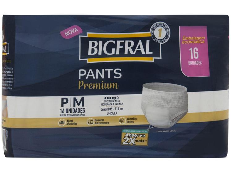 Imagem de Roupa Íntima Descartável Bigfral P/M Premium - Pants 16 Unidades
