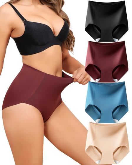 Imagem de Roupa íntima LEVAO Tummy Control High Waisted Seamless, pacote com 4