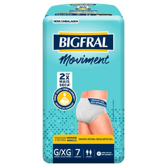 Imagem de Roupa Íntima Moviment Bigfral Unissex - Tamanho G/XG - 07 unidades