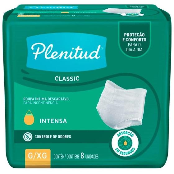 Imagem de Roupa Íntima Plenitud Classic Intensa Tamanho G/XG - 4 Pacotes com 8 Fraldas - Total 32 Tiras